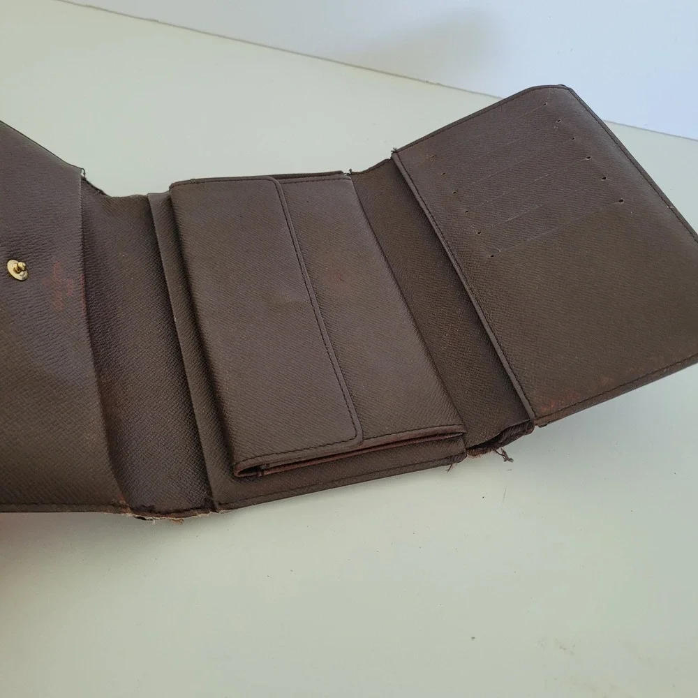 Louis Vuitton Damier Ebene Trifold Wallet Brown Checkered SP0073 France Fair